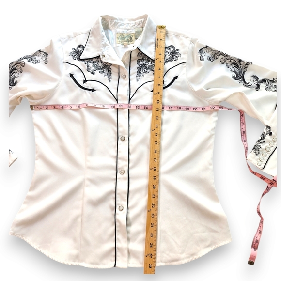 Roper Vintage Western Pearl Snap Black Embroidered Button Down Size XL - Picture 8 of 15